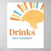 Hier komt de Son Baby shower Drinken Poster (Voorkant)