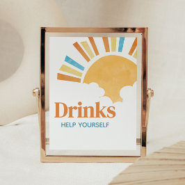 Hier komt de Son Baby shower Drinken Poster