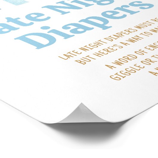 Hier komt de Son Baby shower Late Night Luiers Poster (Hoek)