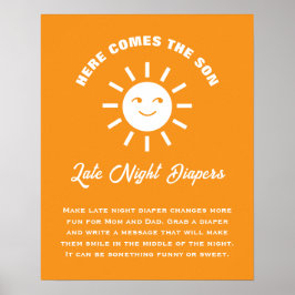 Hier komt de Son Baby shower late night luiers Poster