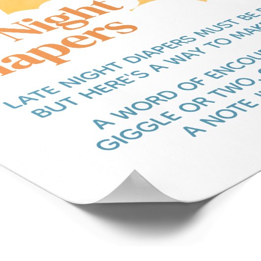 Hier komt de Son Baby shower Late Night Luiers Poster (Hoek)