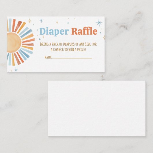 Hier komt de Son Baby shower Luier Raffle Informatiekaartje (Voorkant / Achterkant)