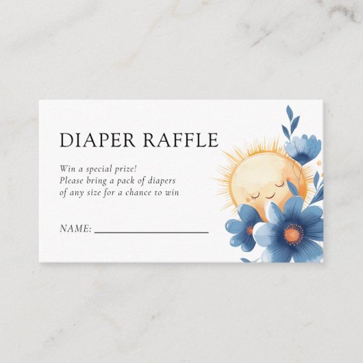 Hier komt de Son Baby shower Luier Raffle Informatiekaartje (Voorkant)