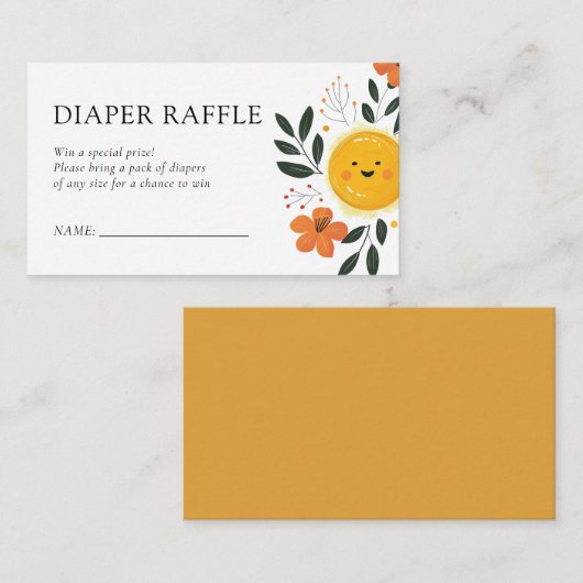 Hier komt de Son Baby shower Luier Raffle Informatiekaartje (Voorkant / Achterkant)