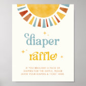 Hier komt de Son Baby shower Luier Raffle Teken Poster (Voorkant)