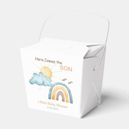 Hier komt de Son Baby shower papieren Borden Bedankdoosjes