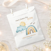 Hier komt de Son Baby shower papieren Borden Bedankzakje (Geknipt)