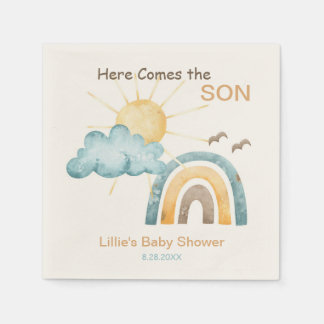 Hier komt de Son Baby shower papieren Borden Servet
