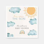 Hier komt de Son Baby shower Sunshine Servet (Voorkant)