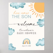 Hier komt de Son Baby shower Sunshine Welkom Poster (Voorkant)