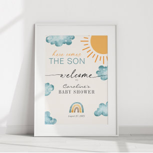 Hier komt de Son Baby shower Sunshine Welkom Poster