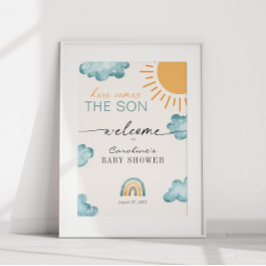 Hier komt de Son Baby shower Sunshine Welkom Poster