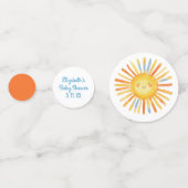 Hier komt de Son Baby shower tafel Confetti (Voorkanten)