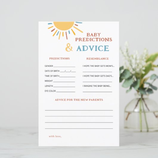 Hier komt de Son Baby voorspellingen en advies (Staand voorkant)