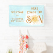 Hier komt de Son Blue Sky Baby shower welkom Spandoek (Insitu)