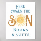 Hier komt de Son Boeken en Gift Baby shower teken Poster (Voorkant)