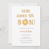 Hier komt de SON Boho Baby shower Invitation Kaart (Voorkant)