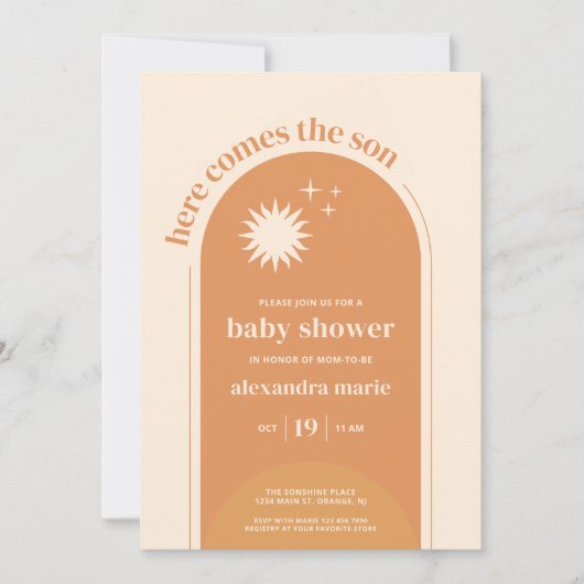 Hier komt de Son Boho Baby shower-uitnodiging Kaart (Voorkant)