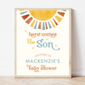 Hier komt de Son Boho Boy Baby shower Welkom Poster
