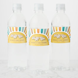 Hier komt de Son Boho Sun Baby shower Favors Waterfles Etiket
