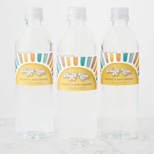 Hier komt de Son Boho Sun Baby shower Favors Waterfles Etiket (Flessen)