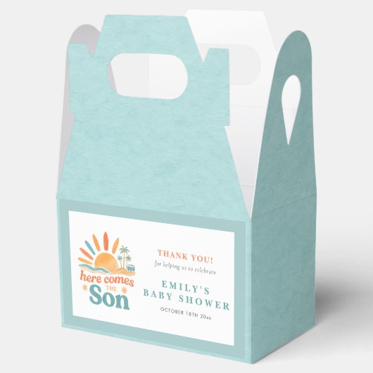 Hier komt de Son Boy Baby shower gunstbox Bedankdoosjes (Geopend)