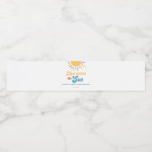 Hier komt de Son Boy Baby shower gunsten Waterfles Etiket (Enkel label)