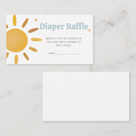 Hier komt de Son Boy Baby shower Luier Raffle Informatiekaartje (Voorkant / Achterkant)