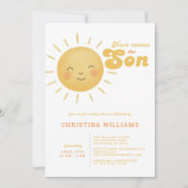 Hier komt de Son Boy Baby shower Uitnodiging 🌞✨ (Voorkant)