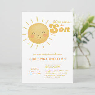 Hier komt de Son Boy Baby shower Uitnodiging 🌞✨