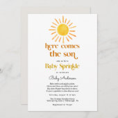 Hier komt de Son Boy Baby Sprinkle Invitation Kaart (Voorkant / Achterkant)