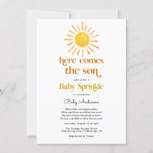 Hier komt de Son Boy Baby Sprinkle Invitation Kaart
