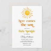 Hier komt de Son Boy Baby Sprinkle Invitation Kaart (Voorkant / Achterkant)