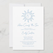 Hier komt de Son Boy Sunshine Baby shower Blue Kaart (Voorkant)