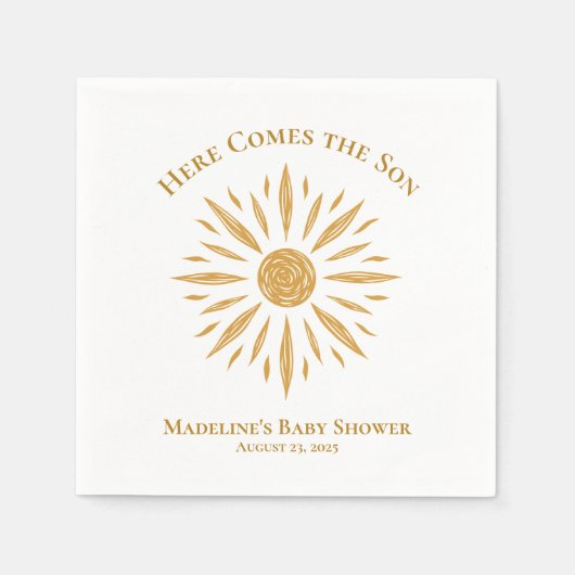 Hier komt de Son Custom Baby shower servet (Voorkant)