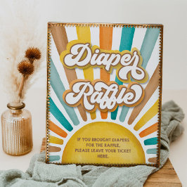 Hier komt de Son Diaper Raffle Baby shower teken Poster