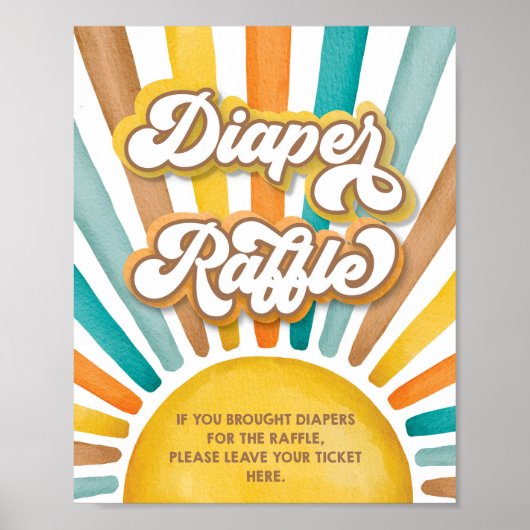 Hier komt de Son Diaper Raffle Baby shower teken Poster (Voorkant)