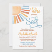 Hier komt de Son Invitation Baby shower Bewerkbaar Kaart (Voorkant)
