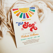 Hier komt de Son Kleurrijke Sun Boy Baby shower Kaart