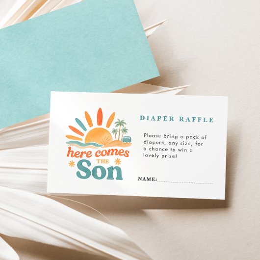 Hier komt de Son Luier Raffle Baby shower Informatiekaartje