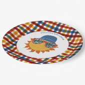 Hier komt de Son Plaid Baby Shower Papieren Bordje (Gekanteld)