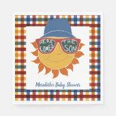 Hier komt de Son Plaid Baby Shower Servet (Voorkant)