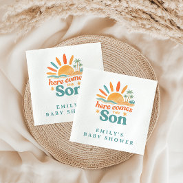 Hier komt de Son Retro Baby Boy Shower Servet