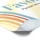 Hier komt de Son Retro Baby shower Favors Poster (Hoek)