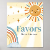 Hier komt de Son Retro Baby shower Favors Poster (Voorkant)