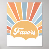 Hier komt de Son Retro Baby shower Favors Sign Poster (Voorkant)