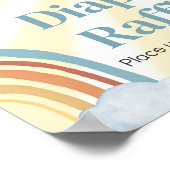 Hier komt de Son Retro Baby shower Luier Raffle Poster (Hoek)