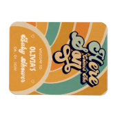 Hier komt de Son Retro Baby shower welkom Magneet (Horizontaal)