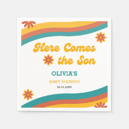 Hier komt de Son Retro Boy Baby shower Party Servet