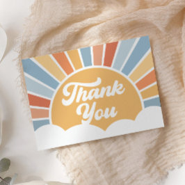 Hier komt de Son Retro Sunshine Boy Baby shower Bedankkaart